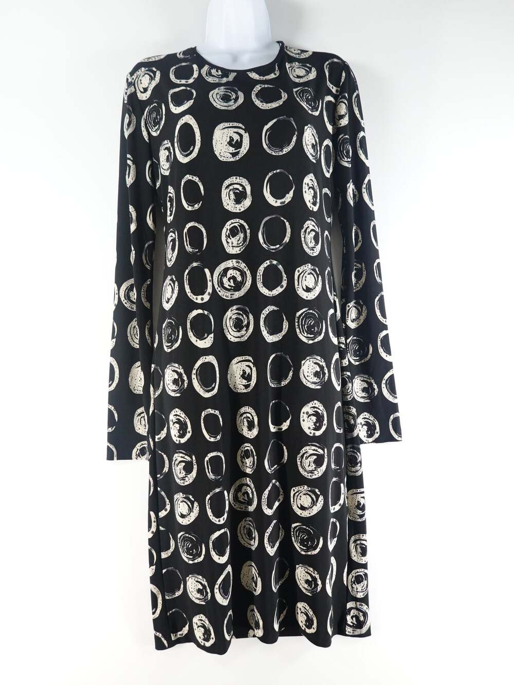 Norma Kamali Kamalikulture Dress Women M Black Bottle Bottoms Print Midi Career